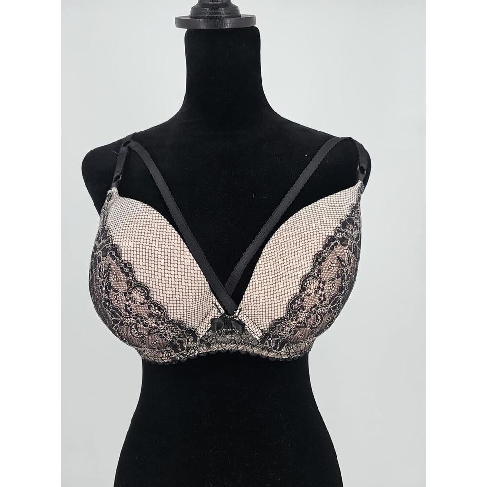 Victoria's Secret 36DD Pink Black Lace Very Sexy Push‎ Up Bra Add 1 Cup Bra VS